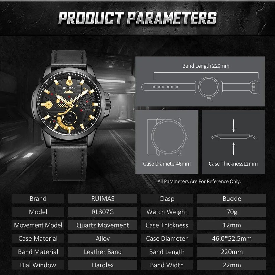 RUIMAS Watches Men's Casual Sport Watches Luxury Military Quartz Wrist Watch Chronograph Waterproof Man Clock Montre Homme 307-4