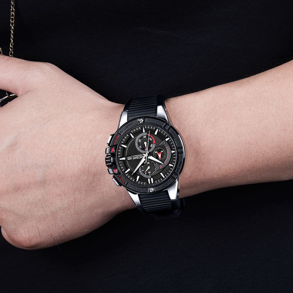 MEGIR Watches for Men Chronograph Fashion Luxury Sports Watches Silicone Strap Waterproof Calendar Quartz Man Clock Wristwatch-3